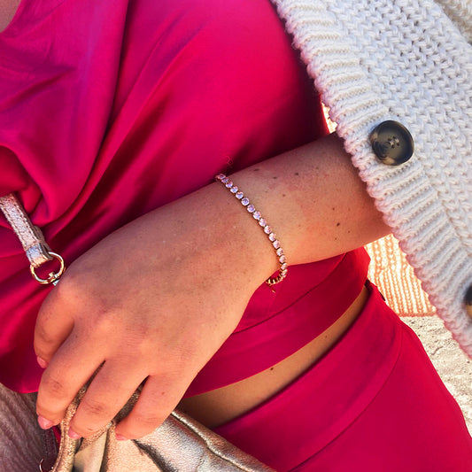 CO88 Collection Stalen Tennisarmband Goud met Zirkonia's 8CB-91215