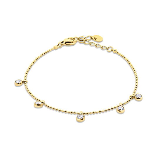 CO88 Collection Stalen Armband Goud met Zirkonia's 8CB-91349