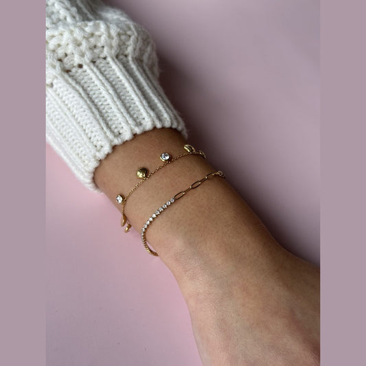 CO88 Collection Stalen Armband Goud met Zirkonia's 8CB-91359