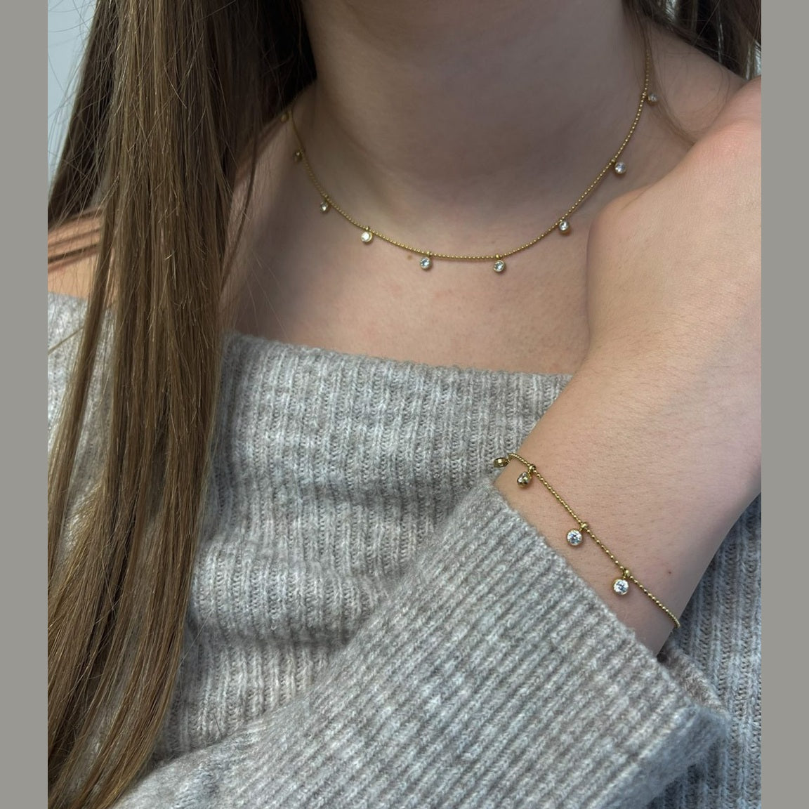 CO88 Collection Stalen Ketting Goud met Zirkonia's 8CN-26466