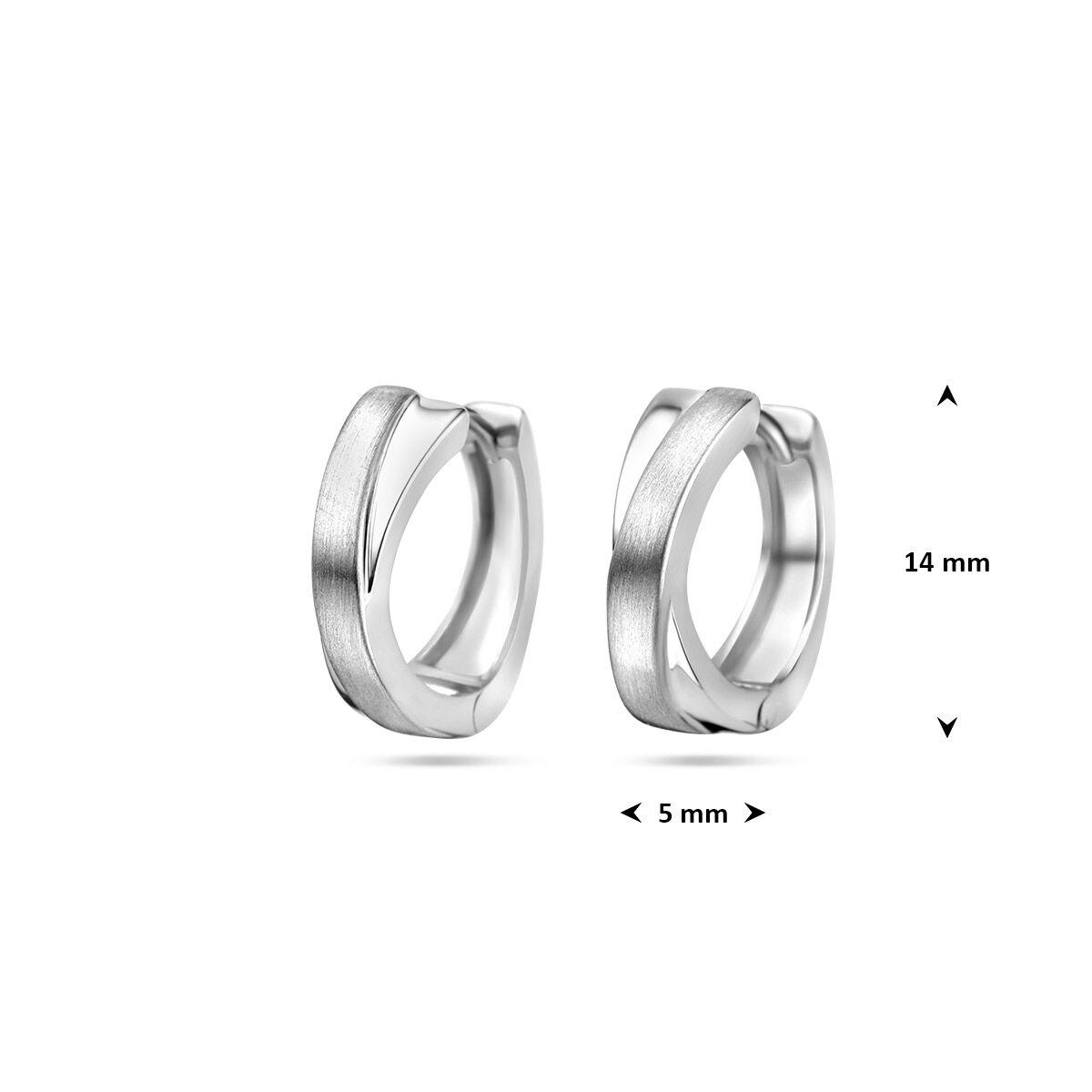 Zilveren Klapoorringen Poli/Mat 14mm 1322176