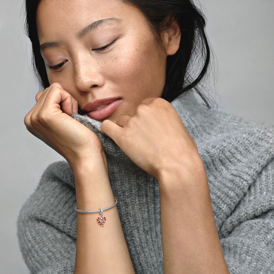 Pandora Bedel Dubbele Zuurstok Kerst Hart 792822C01