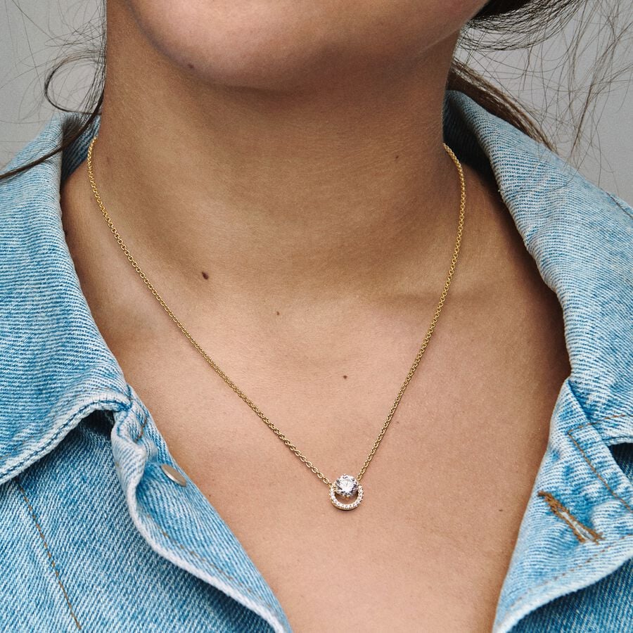 Pandora Ketting met Ronde Halo Hanger 361174C01 - 45