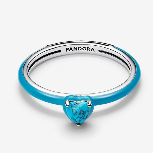Pandora Turquoise Hartsteen Ring 193828C01 - 56 - Juwelier van Dam
