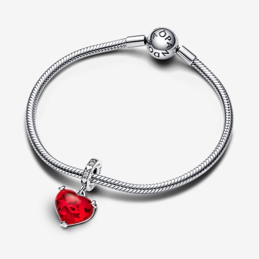Pandora x Disney Bedel Mickey & Minnie Mouse Rood Muranoglas Hart 792522C01