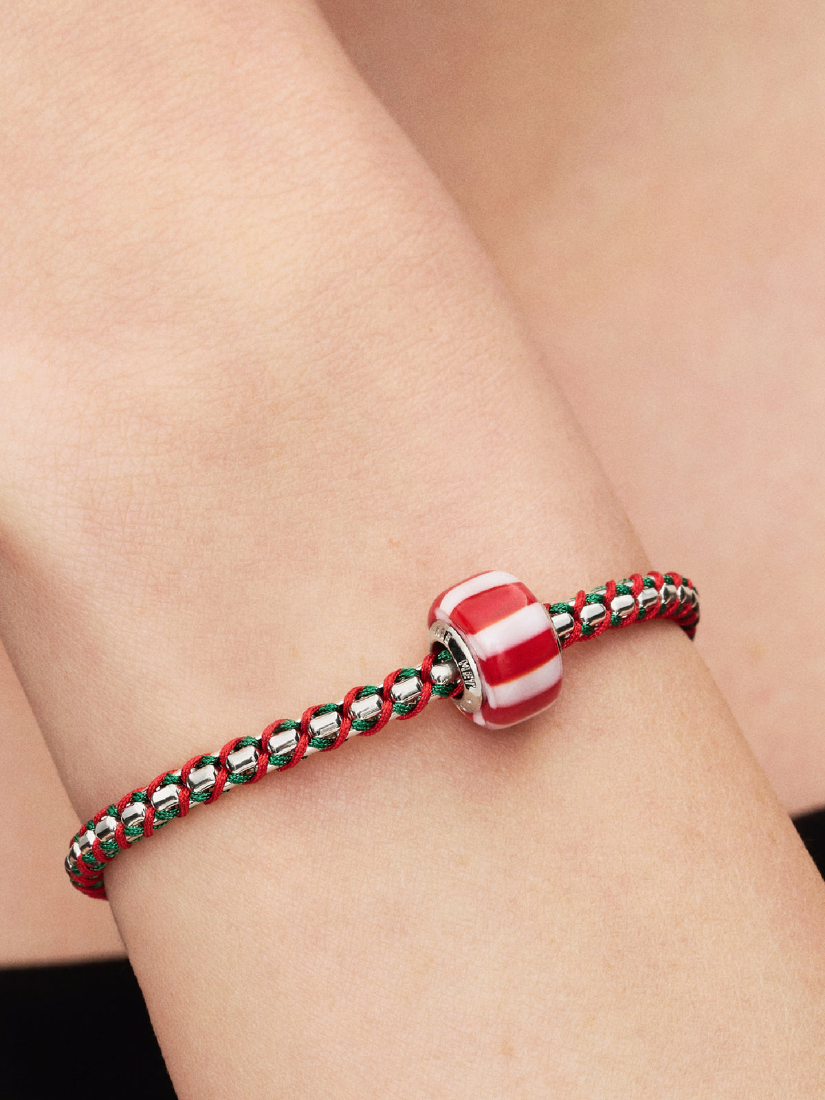 Pandora Rode Pepermunt Muranoglas Bedel 735071C01