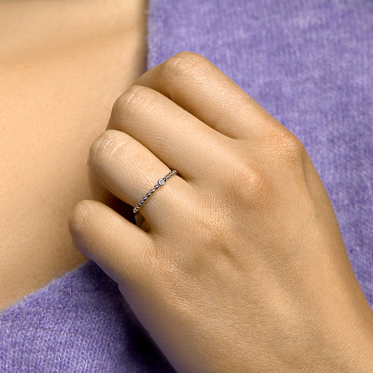 vDam Aanschuifring Bolletjes Zirkonia Zilver Gerhodineerd 1332277 Maat 16½