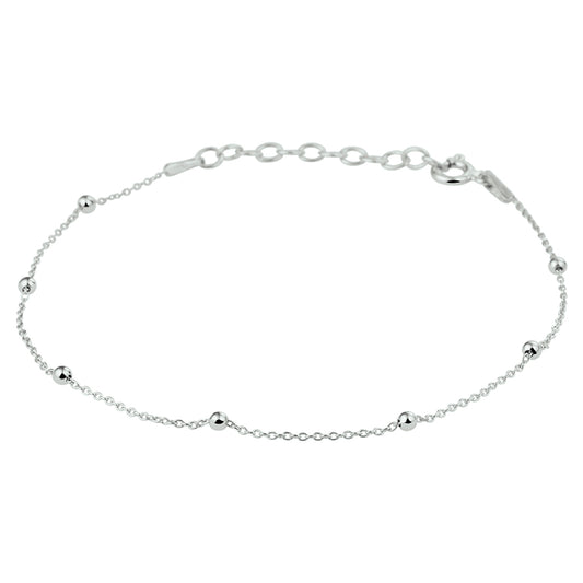 vDam Armband Bolletjes 2,0 Mm 16 + 3 Cm Zilver Gerhodineerd 1330905