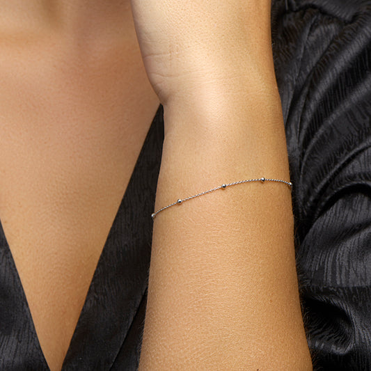 vDam Armband Bolletjes 2,0 Mm 16cm + 3 Cm Zilver Gerhodineerd 1330905 16cm