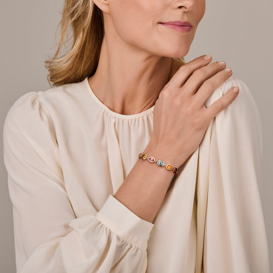 vDam Armband Gekleurd Zirkonia 16cm + 3 Cm Zilver Gerhodineerd 1338529 16cm