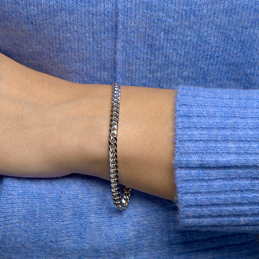 vDam Armband Gourmette 6-zijdes Geslepen 4,8 Mm 19cm Cm Zilver Gerhodineerd 1332396 19cm