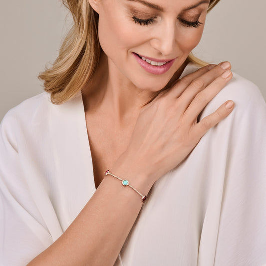 vDam Armband Kleurstenen 17cm - 18,5 - 20 Cm Zilver Gerhodineerd 1338801 17cm