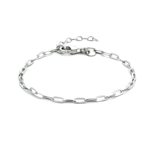 vDam Armband Paperclip Platte Buis 2,5 Mm 16 + 3 Cm Zilver Gerhodineerd 1333928