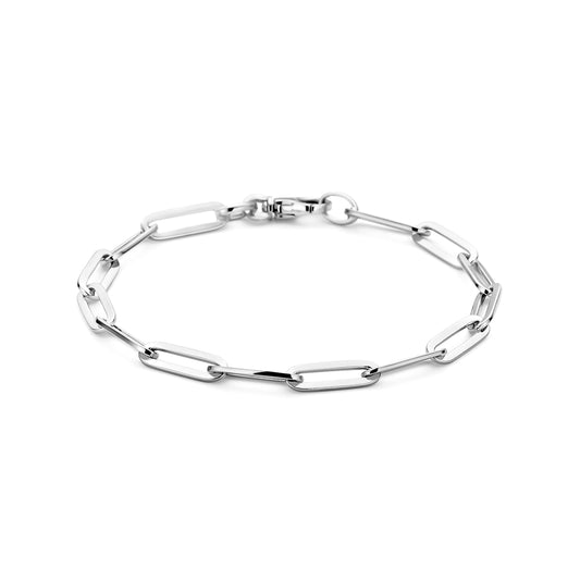 vDam Armband Paperclip Vierkante Buis 5,0 Mm 19 Cm Zilver Gerhodineerd 1330167