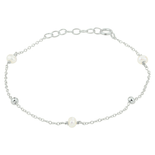 vDam Armband Parel 16,5 + 2 Cm Zilver Gerhodineerd 1332315