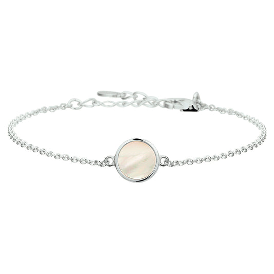 vDam Armband Parelmoer 17 + 2 Cm Zilver Gerhodineerd 1326613