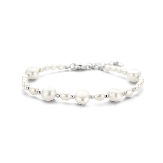 vDam Armband Parels 7,5 Mm 16 + 3 Cm Zilver Gerhodineerd 1336510