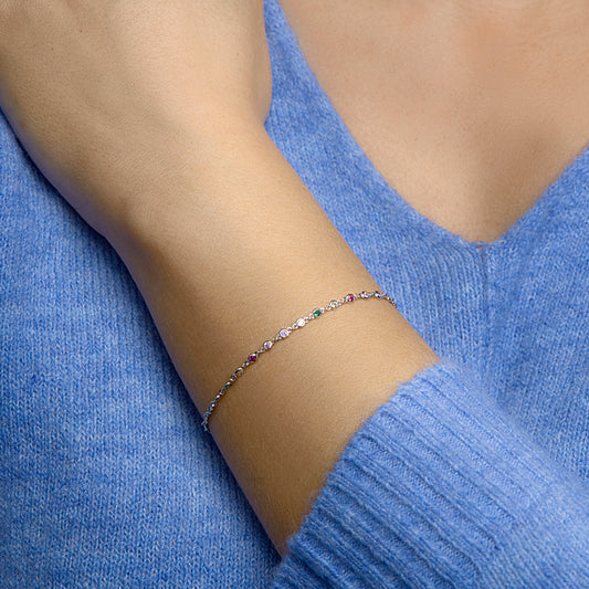 vDam Armband Regenboog Zirkonia 16,5 + 2 Cm Zilver Gerhodineerd 1332318 16.5cm