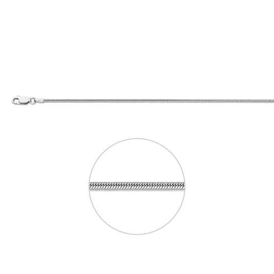 vDam Armband Slang Rond 1,6 Mm 18 Cm Zilver Gerhodineerd 1327283