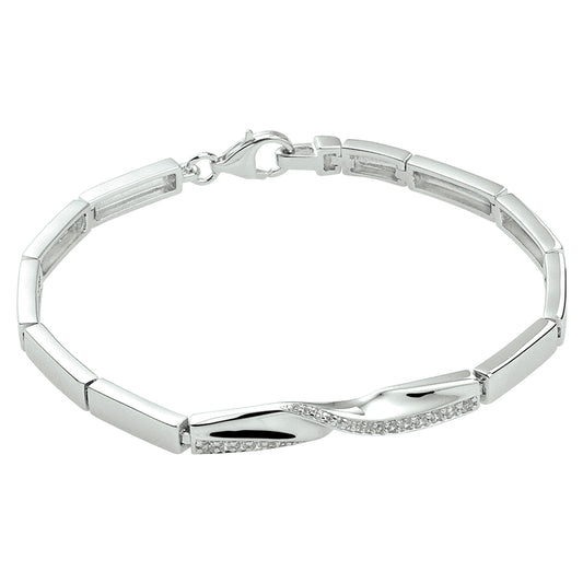 vDam Armband Zirkonia 18,5 Cm Zilver Gerhodineerd 1328258