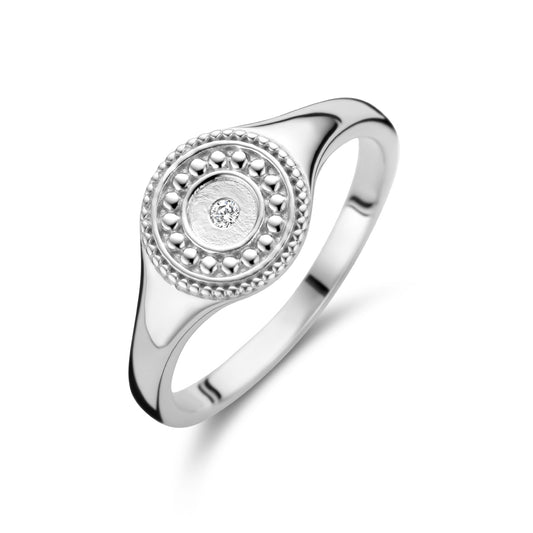 vDam Bewerkte Ring Met Zirkonia Zilver Gerhodineerd 1336187