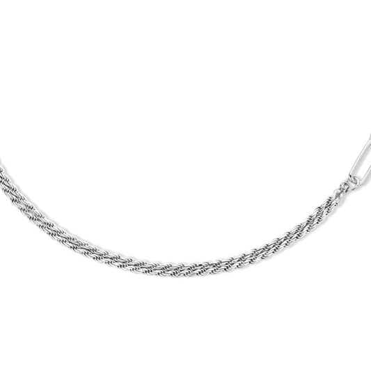 vDam Combi-collier Koord En Paperclip 5,0 Mm 41 + 4 Cm Zilver Gerhodineerd 1335645