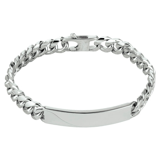 vDam Graveerarmband Gourmette 6-zijdes Geslepen Plaat 8,5 Mm 21 Cm Zilver Gerhodineerd 1330515