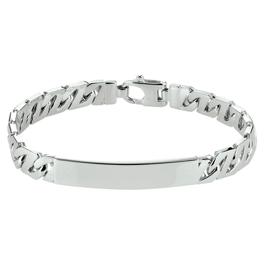 vDam Graveerarmband Gourmette Plaat 8 Mm Zilver Gerhodineerd 1330512