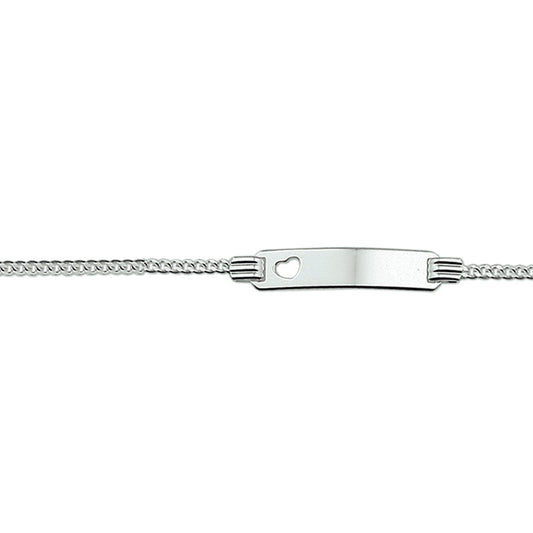 vDam Graveerarmband Hart Gourmette Plaat 4,8 Mm Zilver Gerhodineerd 1329657