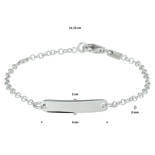 vDam Graveerarmband Jasseron Plaat 4,0 Mm Zilver Gerhodineerd 1329559 11cm