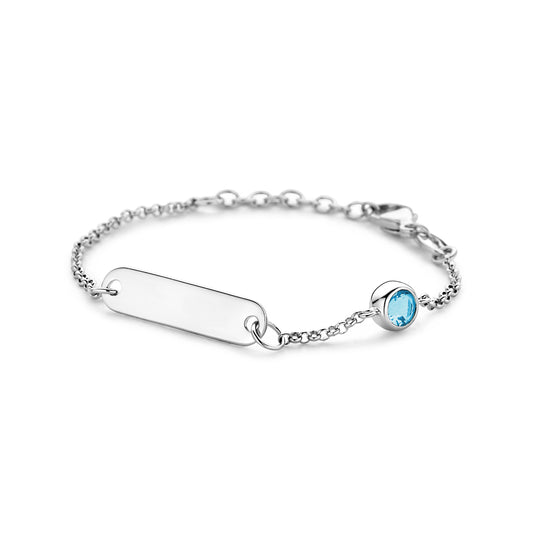 vDam Graveerarmband Plaat 5,0 Mm Met Geboortesteen 11 + 2 Cm Zilver Gerhodineerd 1338658
