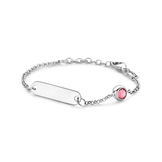 vDam Graveerarmband Plaat 5,0 Mm Met Geboortesteen 11 + 2 Cm Zilver Gerhodineerd 1338665