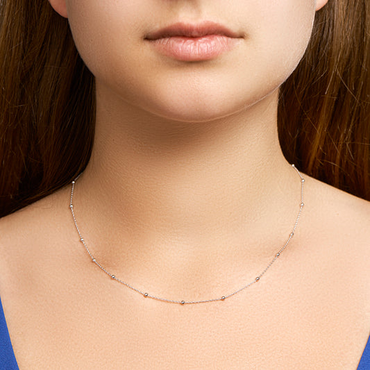 vDam Ketting Bolletjes 2,0 Mm 40cm + 4 Cm Zilver Gerhodineerd 1330906 40cm