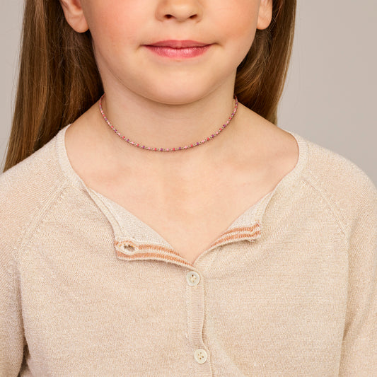 vDam Ketting Bolletjes Gekleurd Emaille 36cm + 4 Cm Zilver Gerhodineerd 1339015 36cm