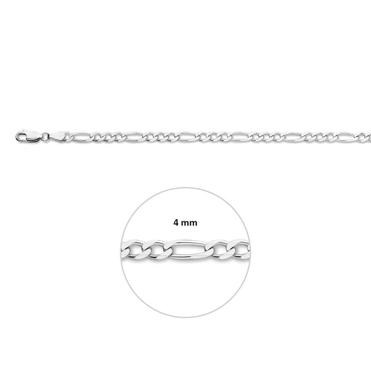 vDam Ketting Figaro 4,0 Mm 50cm Cm Zilver Gerhodineerd 1333846 50cm