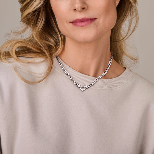 vDam Ketting Gourmette 7,0 Mm 45cm Cm Met Groot Springslot Zilver Gerhodineerd 1336601 45cm