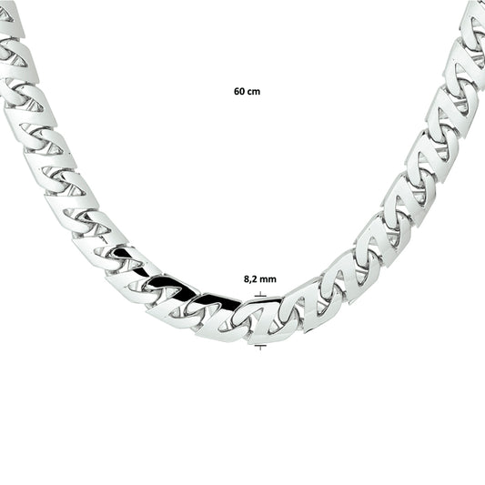 vDam Ketting Gourmette 8,2 Mm Zilver Gerhodineerd 1330511 60cm