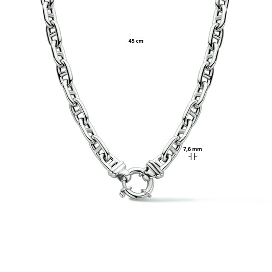 vDam Ketting Marine 7,6 Mm 45cm Cm Met Groot Springslot Zilver Gerhodineerd 1334428 45cm