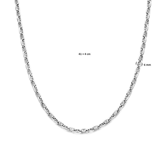 vDam Ketting Marine Ronde Buis 6,0 Mm 41cm + 4 Cm Zilver Gerhodineerd 1338043 41cm