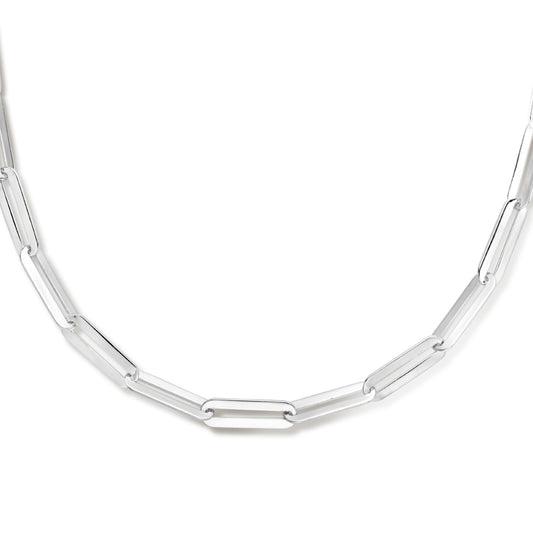 vDam Ketting Paperclip Plat 5,0 Mm 42 + 4 Cm Zilver Gerhodineerd 1336244