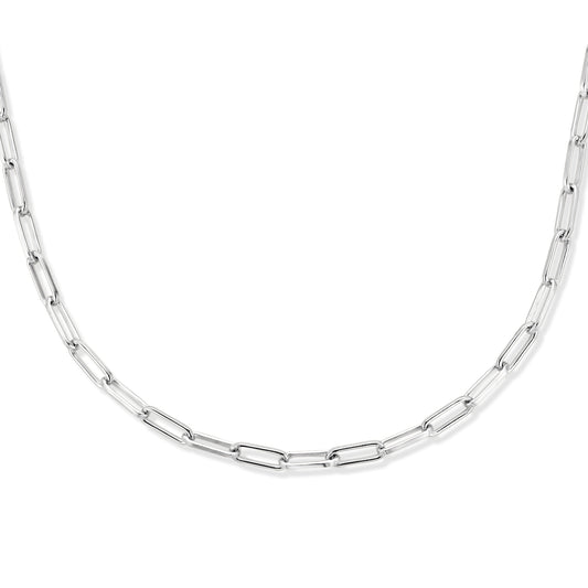 vDam Ketting Paperclip Platte Buis 2,3 Mm 42 + 3 Cm Zilver Gerhodineerd 1335418