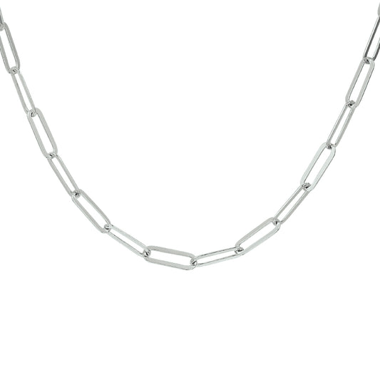 vDam Ketting Paperclip Platte Buis 3,8 Mm 41 + 4 Cm Zilver Gerhodineerd 1332107