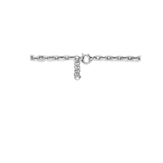 vDam Ketting Paperclip Ronde Buis 43cm + 4,0 Cm 8,6 Mm Met Groot Springslot Zilver Gerhodineerd 1337778 43cm