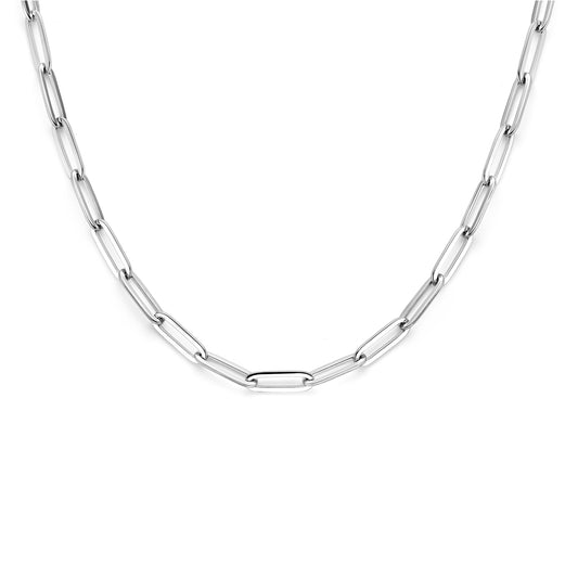 vDam Ketting Paperclip Vierkante Buis 5,0 Mm 45 Cm Zilver Gerhodineerd 1330168