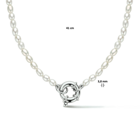 vDam Ketting Parel 3,8 Mm 41cm Cm Met Groot Springslot Zilver Gerhodineerd 1334621 41cm