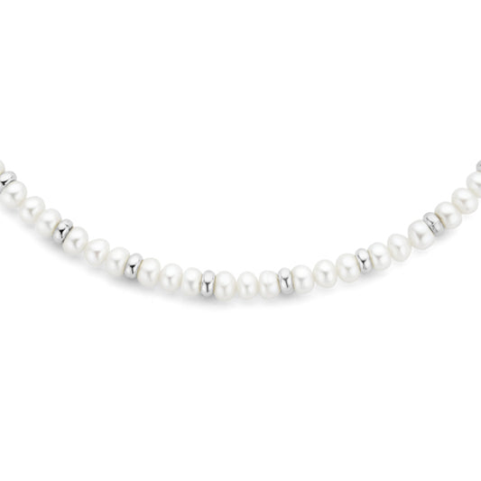 vDam Ketting Parels En Bolletjes 6,5 Mm 41 + 5 Cm Zilver Gerhodineerd 1335959