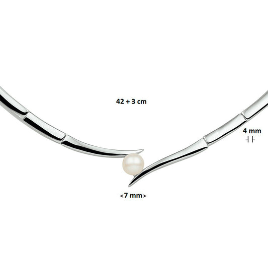 vDam Ketting Tussenstuk Parel 42cm + 3 Cm Zilver Gerhodineerd 1326621 42cm