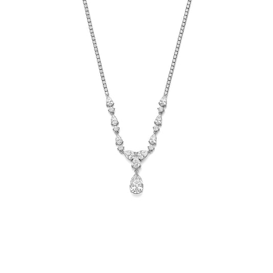 vDam Ketting Zirkonia 42 + 3 Cm Zilver Gerhodineerd 1341509