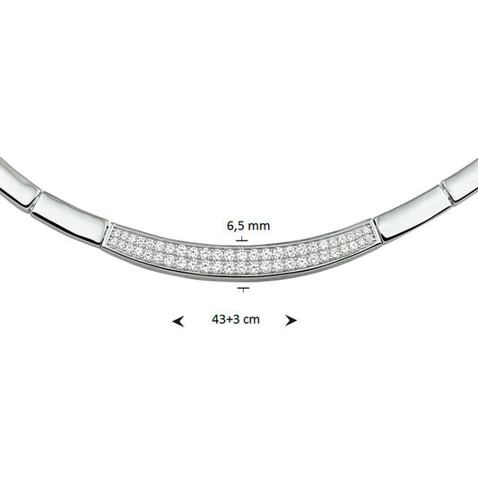 vDam Ketting Zirkonia 6,5 Mm 43cm + 3 Cm Zilver Gerhodineerd 1326602 43cm