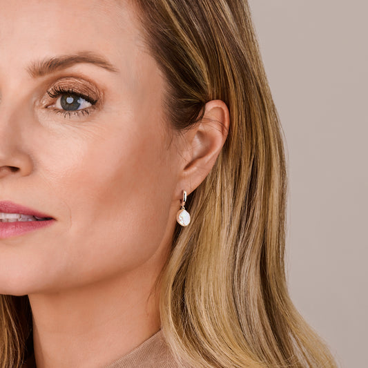 vDam Klapoorringen Barok Parel 24 Mm Zilver Gerhodineerd 1340987